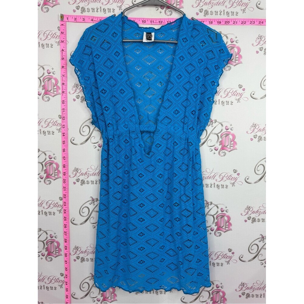 BECCA coverup dress beach Bright Blue Crochet Midi Dress